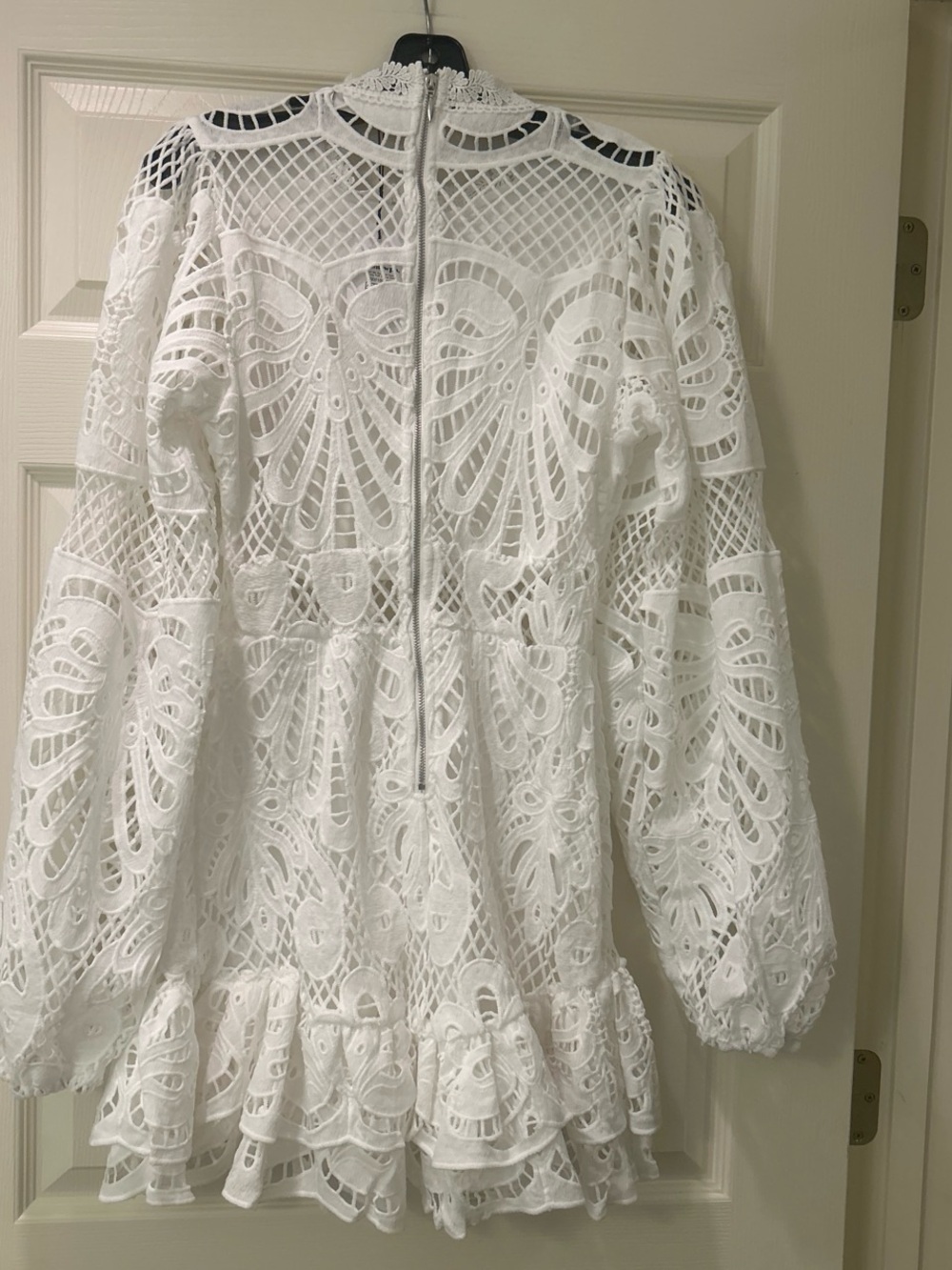 Showpo White Crochet Lace Mini Dress with High Neck - Picture 2 of 4